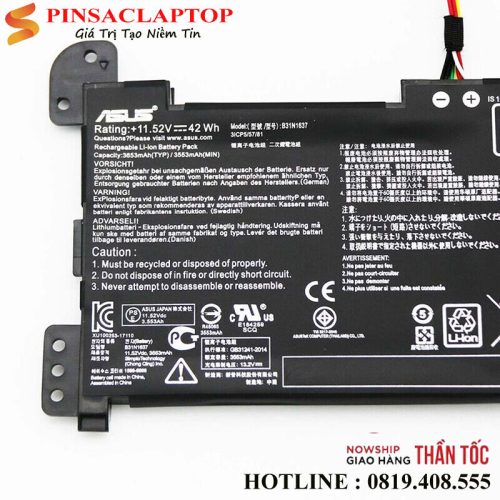 Pin Battery Laptop Asus VivoBook S510UR 2 Pin Asus B31N1637