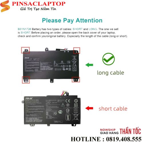 Pin Laptop Asus FX86 FX86FE FX86FM B31N1726 Cáp Dài 4 Pin Laptop Asus B31N1726 cap dai