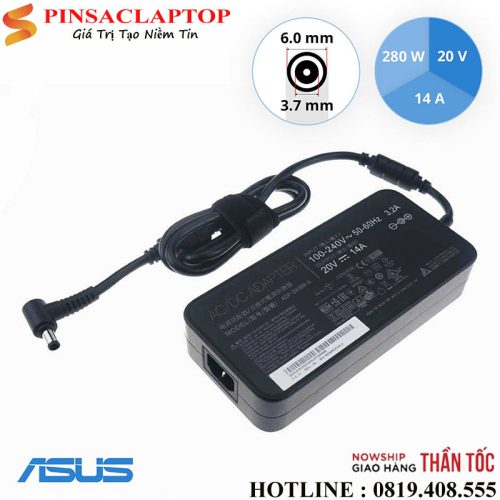 Sạc Laptop Asus 20V 14A 280W Chân 6.0*3.7mm 2 Sac Adapter Laptop Asus 280W